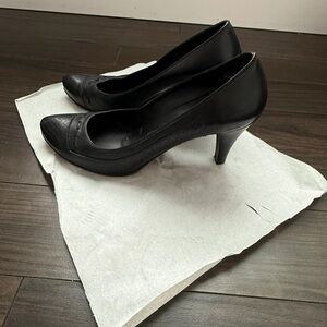 Italian Leather Elegant Black Women's Heels